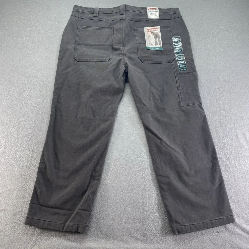 Coleman Jeans Mens 40x30 Black Mid Rise Fleece‎ Lined Carpenter Workwear NEW